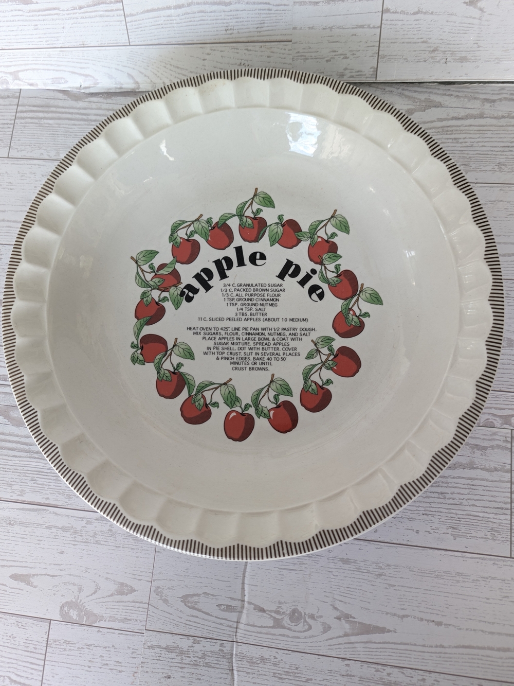 Vintage Sunnycraft Sunstone Collection "Apple Pie" Recipe Baking Dish (1980s)